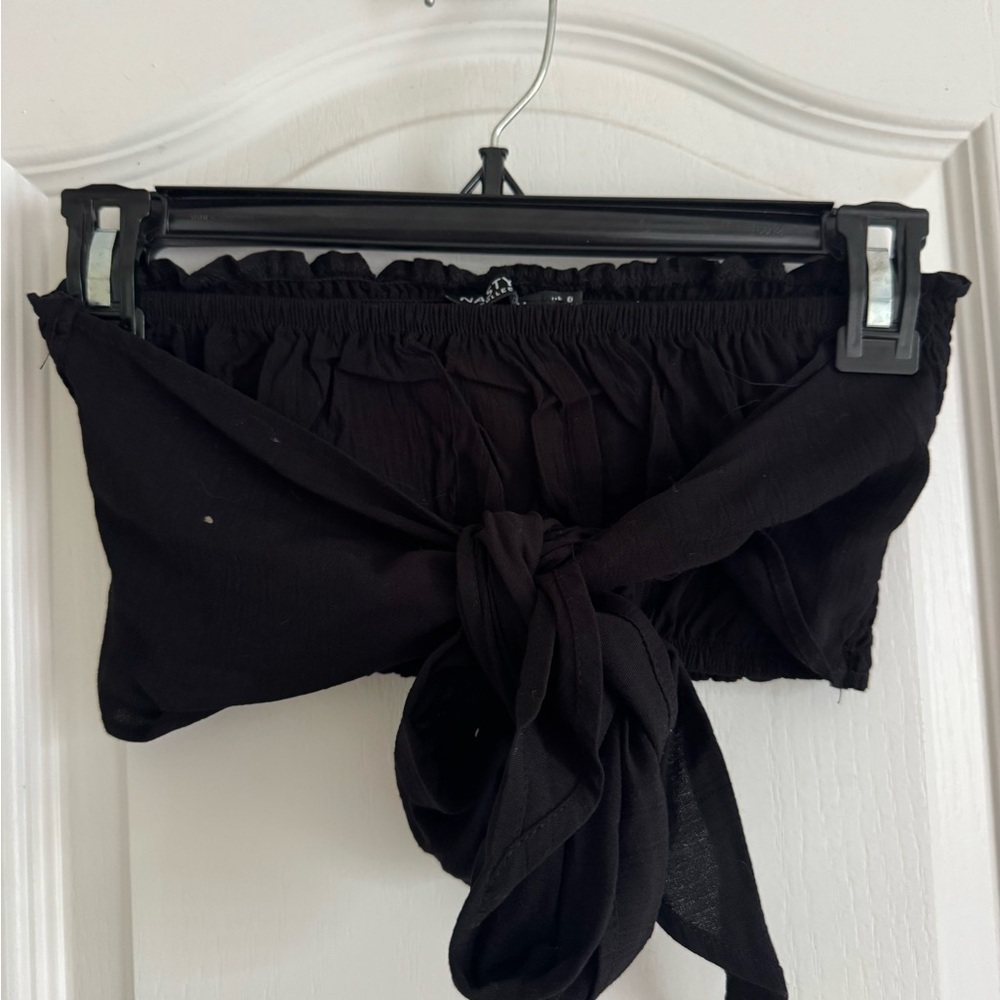 Black bandeau Tie-Front Top